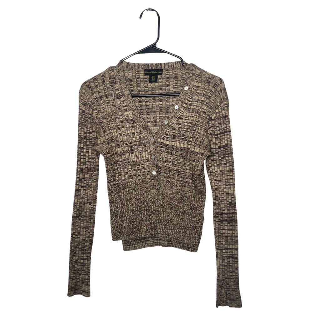 House of Harlow 1960 Brown Marled V-Neck Sweater